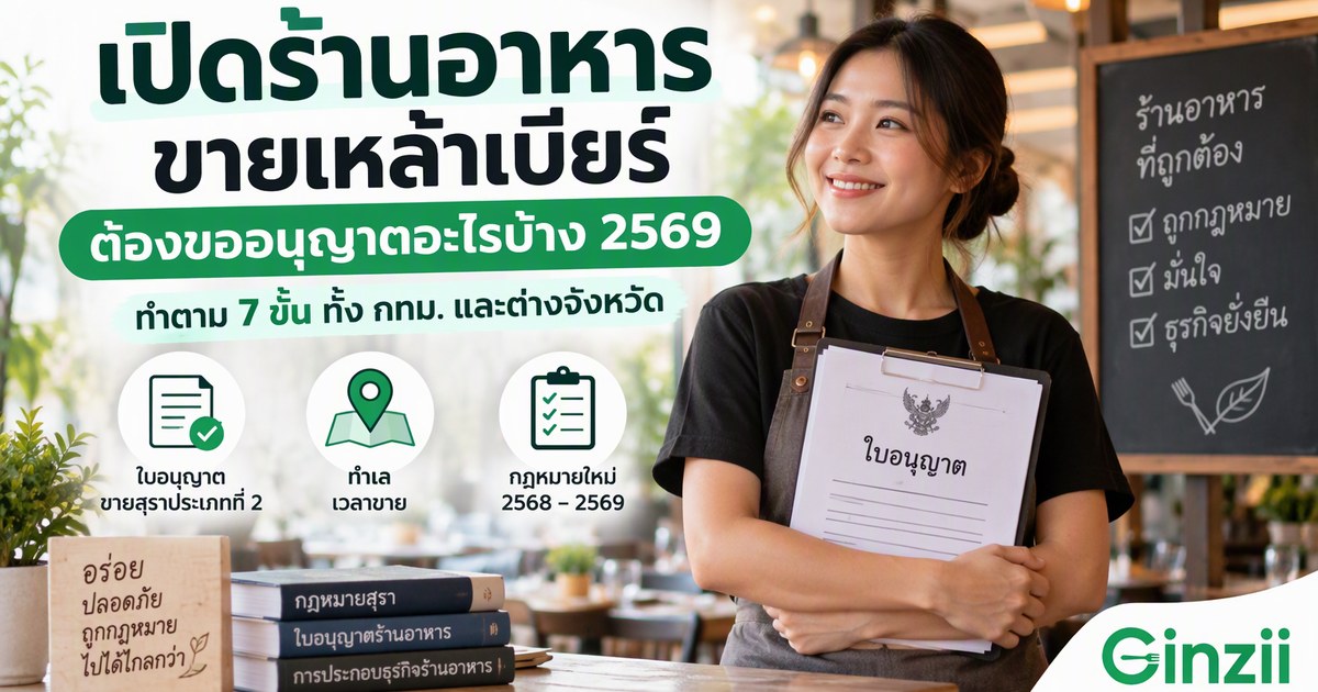 เปิดร้านอาหารขายเหล้าเบียร์ ต้องขออนุญาตอะไรบ้าง 2569 ทำตาม 7 ขั้น ทั้ง กทม. และต่างจังหวัด